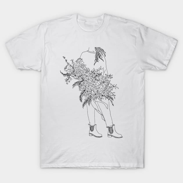 Plant Lady - Roses and Rainboots T-Shirt by themintgardener